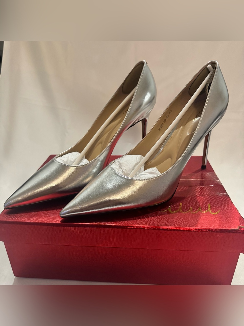 Qililul Womens Silver Pointed Toe Pumps 4 Inch Stiletto High Heels